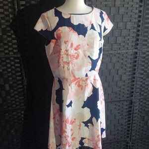 Studio One Navy Dress with Blush and Cream Floral Print